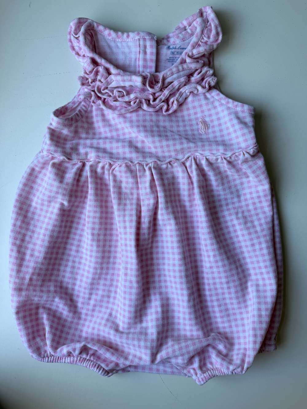 Pink Gingham Ralph Lauren baby girl bubble 9m